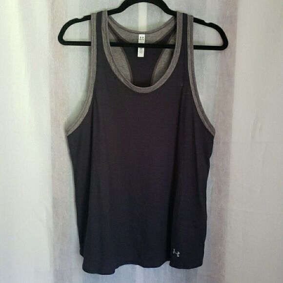 Under Armour Threadborne Tank Top Racerback Logo Heat Gear Active Black Size M - Picture 1 of 10
